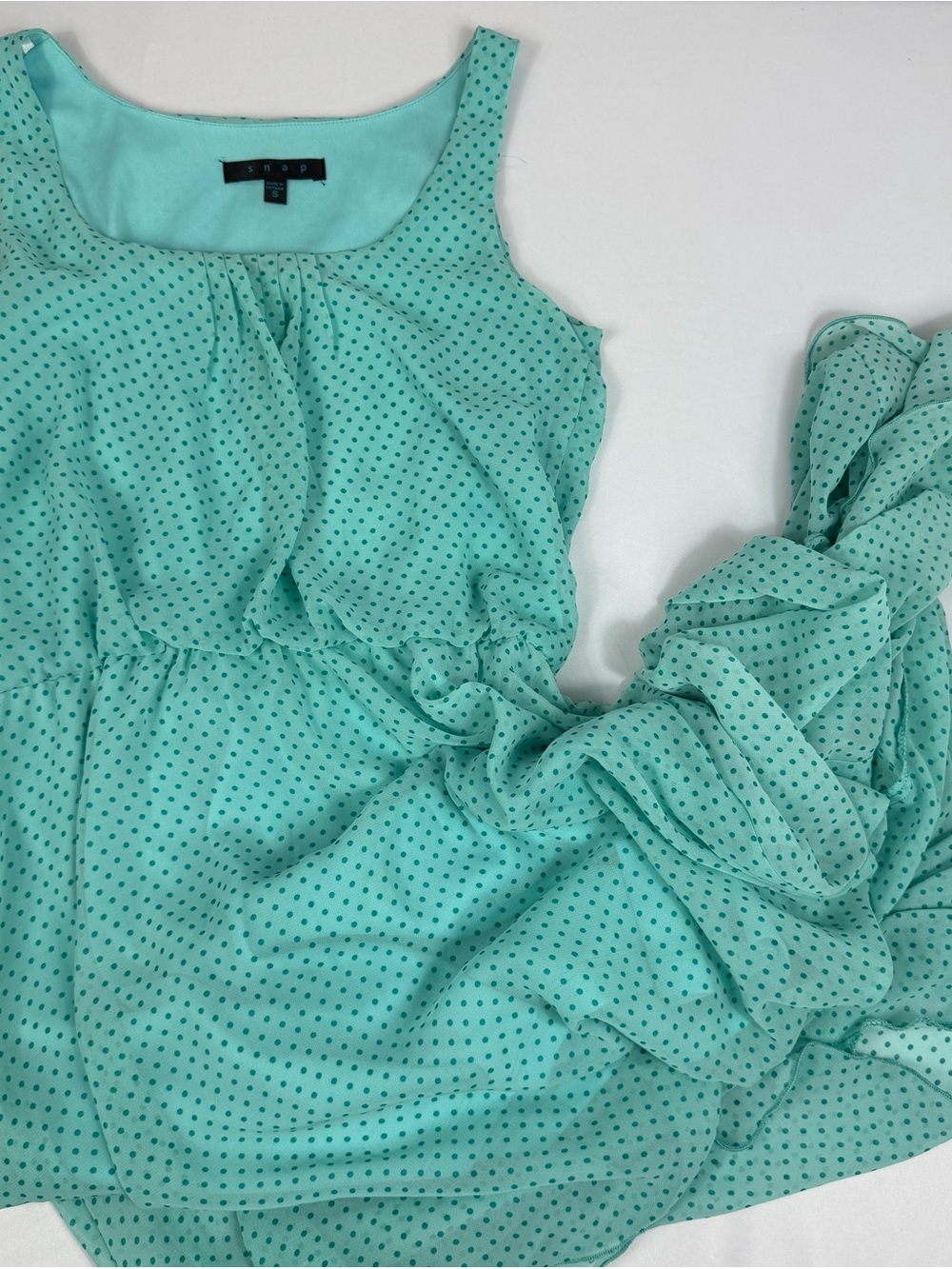 Snap Polka Dot High Low Maxi Dress Aqua Teal Sleeveless Size S